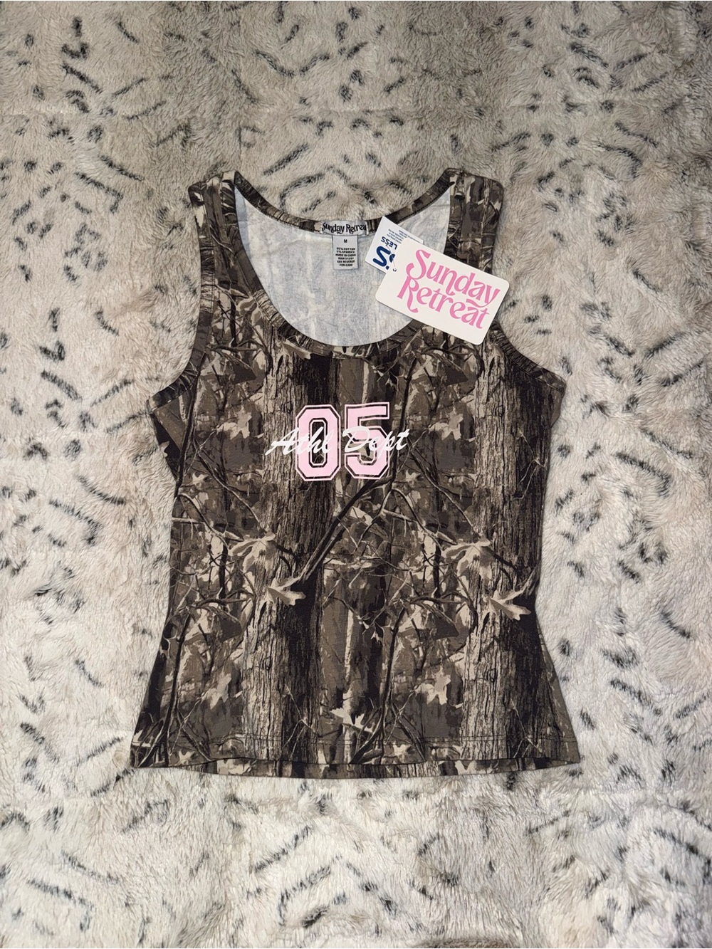 NEW with tags y2k style camo tank with pink ‘85 Tank Top